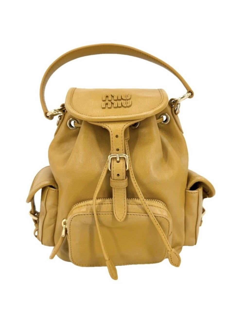 Miu Miu 2-Way Backpack Handbag Mustard Miu Miu Leather Yellow Gold Vintage